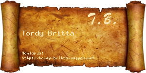 Tordy Britta névjegykártya